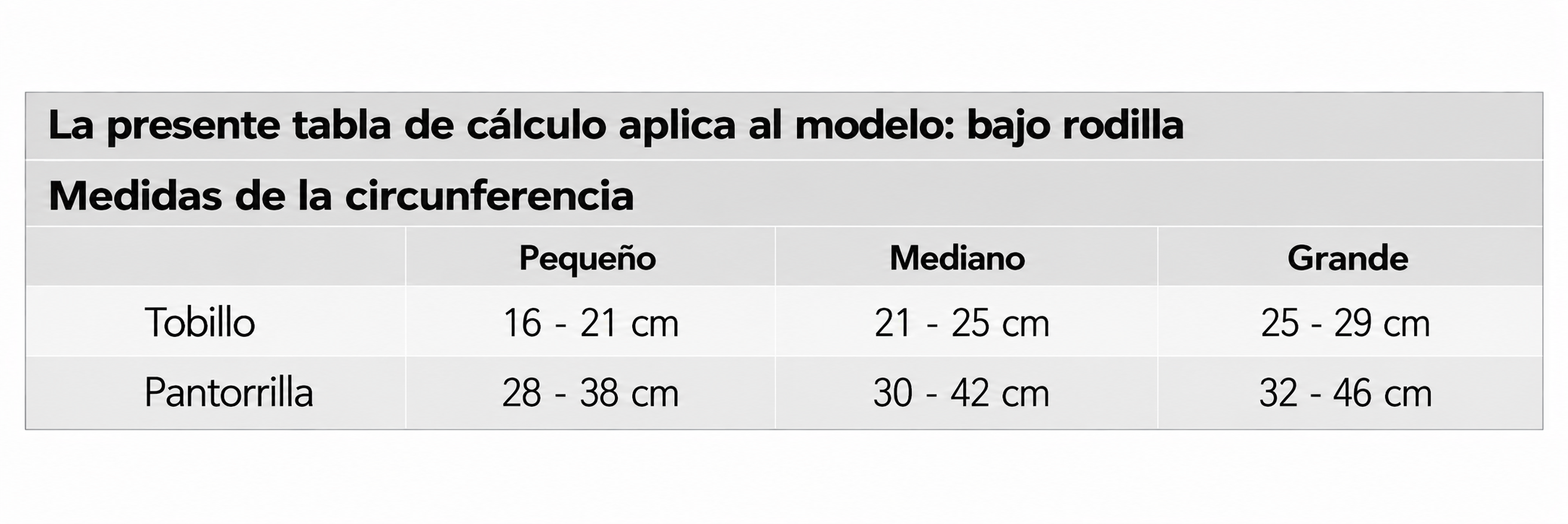 Gu&iacute;a de Tallas Venosan